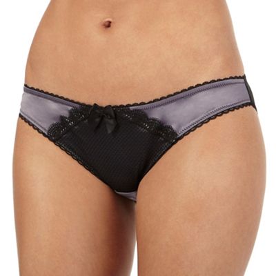 Dark grey lace Brazilian briefs